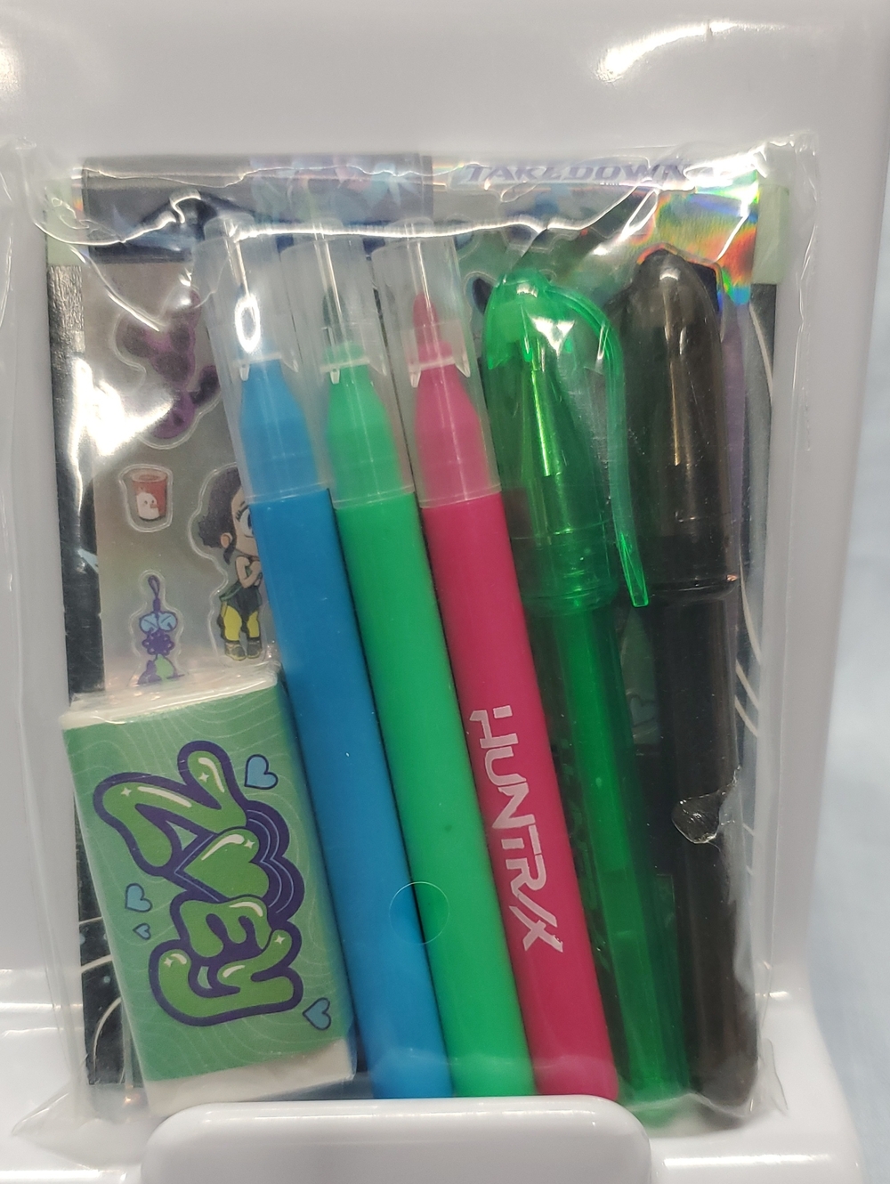 K-pop Demon Hunter Color Pen & Marker Party Set — Blue, Green, Pink, Black